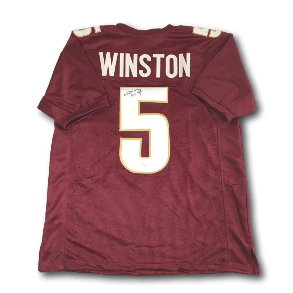 Soccer jersey with mesh inserts for ventilation-Jameis Wintson Signed FSU Football Jersey COA JSA Autograph Flordia Bucs Heisman