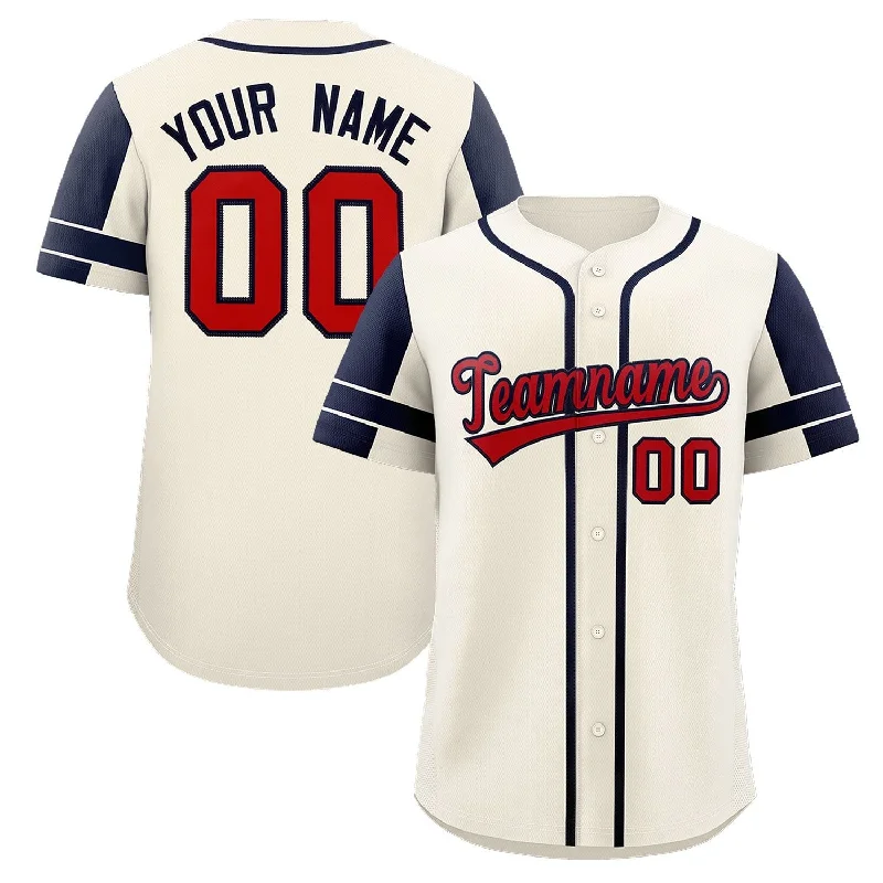 Baseball jersey for fan meetups with team pride-Custom Cream Navy Personalized Raglan Sleeves Authentic Baseball Jersey