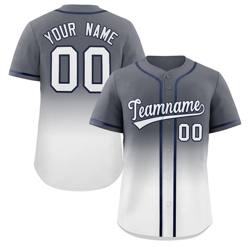 Custom baseball jersey for college baseball teams-Custom Gray White Gradient Fashion Authentic Baseball Jersey