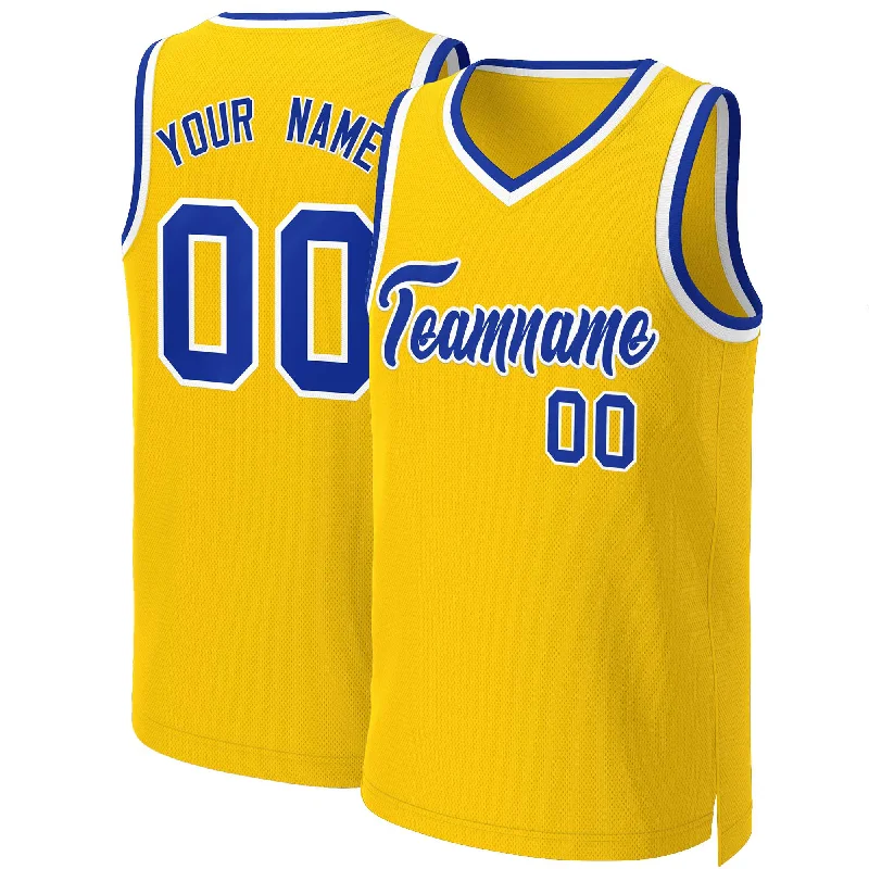 Custom basketball jersey for fan clubs and supporters-Custom Yellow Royal-White Classic Tops Basketball Jersey