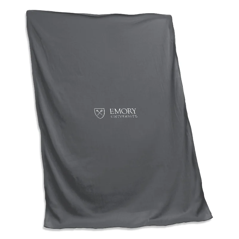 Team-themed home textiles for game rooms-Emory University Charcoal Screened Sweatshirt Blanket