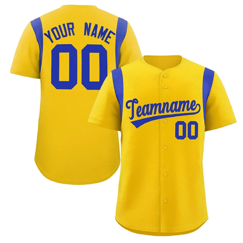 Lightweight baseball jersey for summer games-Custom Gold Royal Classic Style Personalized Full Button Authentic Baseball Jersey