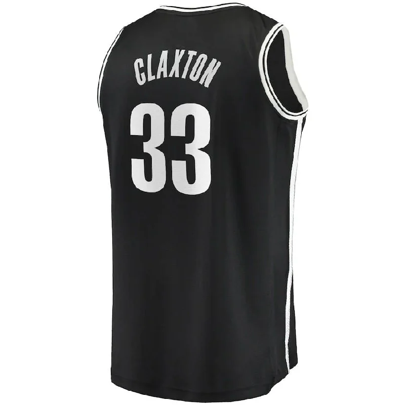 Personalized basketball jersey with team logos and slogans-B.Nets #33 Nicolas Claxton Fanatics Branded Fast Break Player Jersey Icon Edition Black Stitched American Basketball Jersey