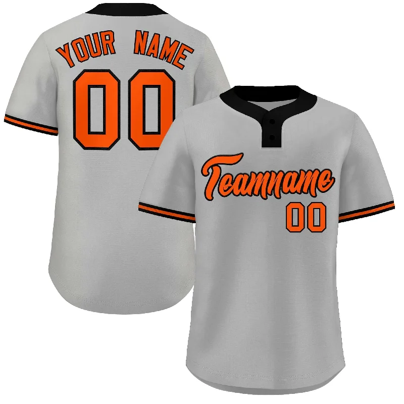 Baseball jersey with performance fabric for speed and agility-Custom Gray Orange-Black Classic Style Authentic Two-Button Baseball Jersey