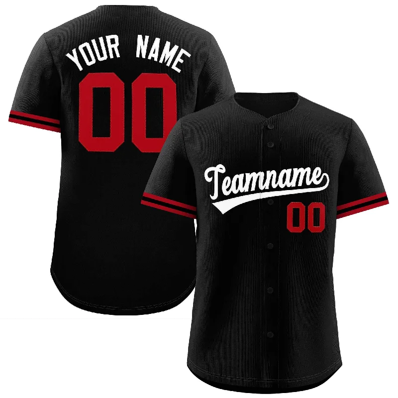 Custom baseball jersey for club teams and amateur leagues-Custom Black White Full Button Design Authentic Baseball Jersey