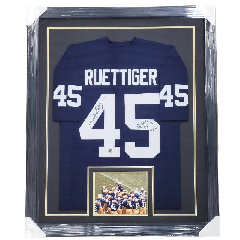 Soccer jersey with full-sleeve design for cold weather-Rudy Ruettiger Signed & Professionally Framed Custom Football Jersey