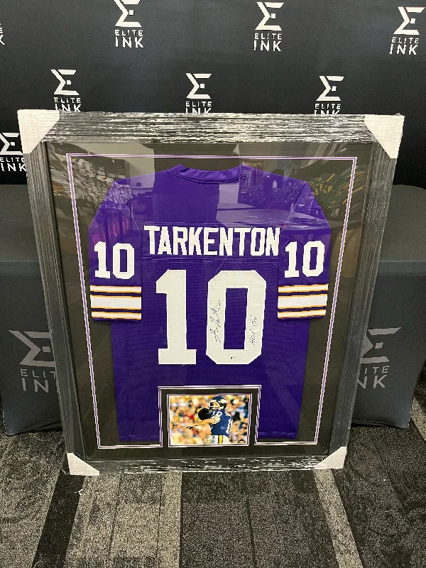 Custom soccer jersey with side mesh panels for breathability-Fran Tarkenton Signed & Professionally Framed Custom Purple Football Jersey