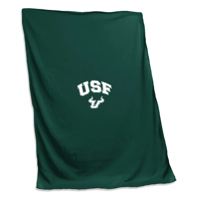 Sports team-themed wall decor for bedrooms-South Florida White logo Screened Sweatshirt Blanket