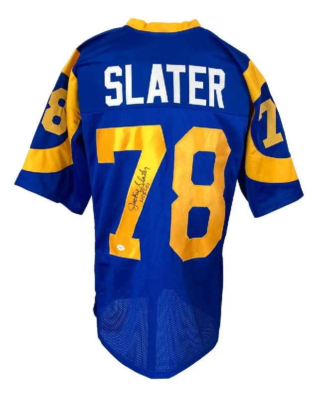 Soccer jersey with comfortable fabric for all-day wear-Jackie Slater Los Angeles Signed Blue Football Jersey HOF 01 JSA Hologram