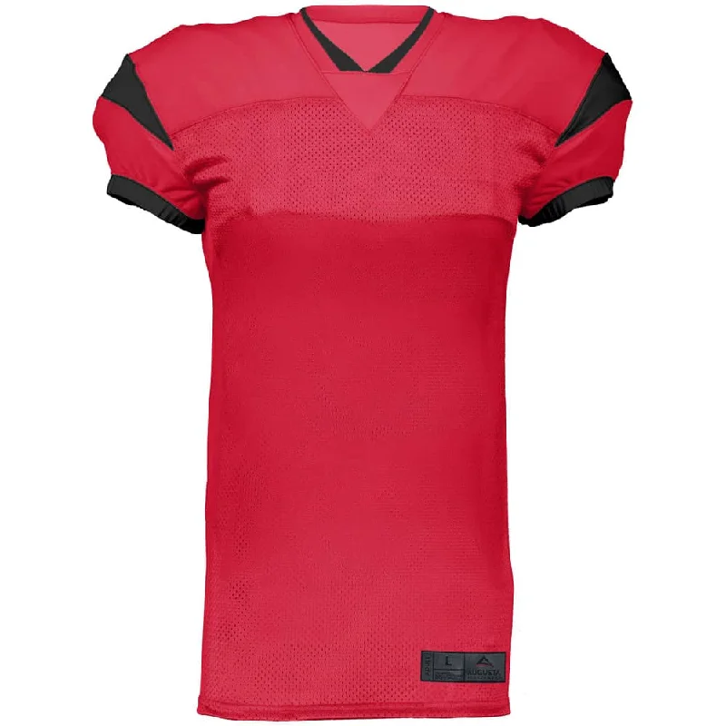 Rugby jersey with lightweight mesh fabric for cooling-Slant Red-Black Football Jersey