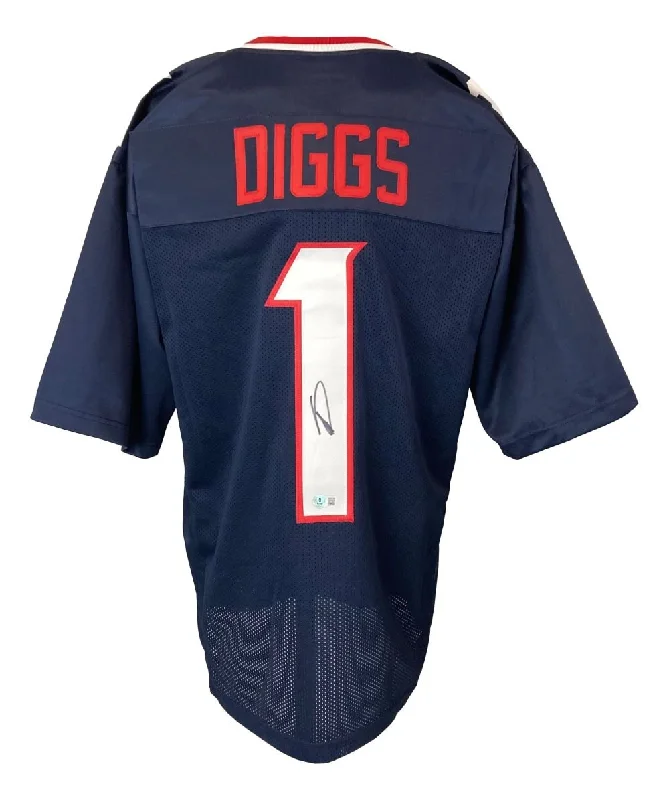 Soccer jersey with long sleeves for extra warmth-Stefon Diggs Houston Signed Navy Blue Football Jersey BAS