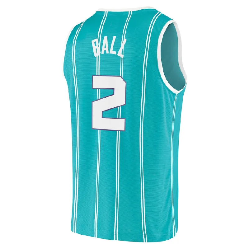 Basketball jersey with adjustable features for comfort-C.Hornets #2 LaMelo Ball Fanatics Branded 2020-21 Fast Break Replica Jersey Icon Edition Teal Stitched American Basketball Jersey