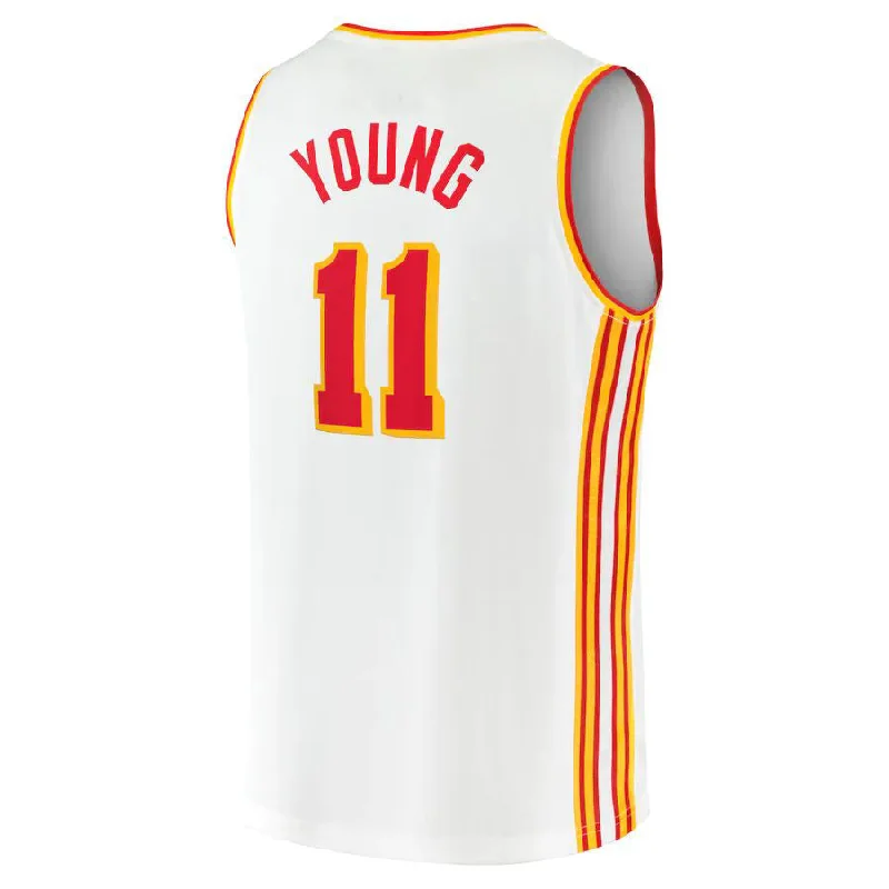 Basketball jersey with long sleeves for colder weather-A.Hawks #11 Trae Young Fanatics Branded 2020-21 Fast Break Player Jersey Association Edition White Stitched American Basketball Jersey