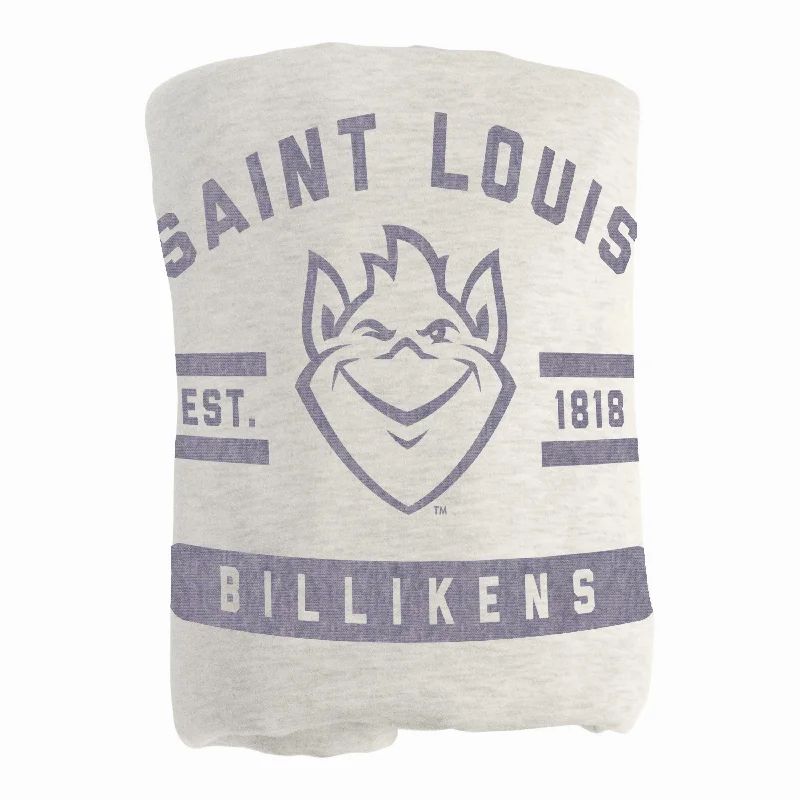 Custom team table runners for home events-Saint Louis Univ Sublimated Sweatshirt Blanket