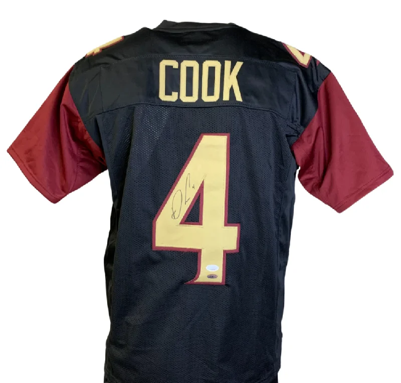 Custom soccer jersey with sponsor logos-Dalvin Cook Signed Custom Black College Football Jersey