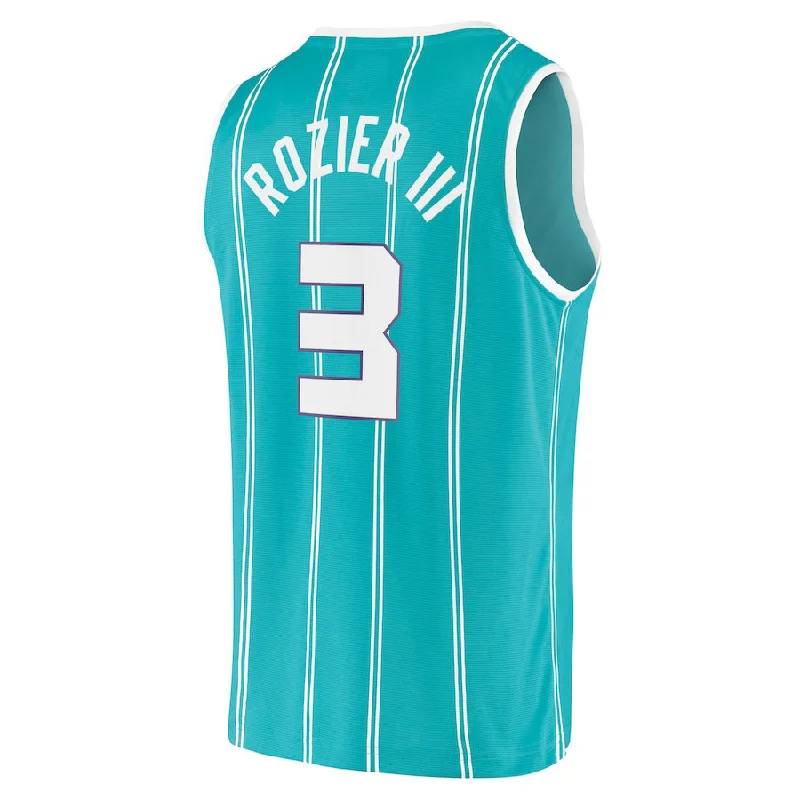 Custom basketball jersey with embroidery for added detail-C.Hornets #3 Terry Rozier III Fanatics Branded 2020-21 Fast Break Replica Player Jersey Icon Edition Teal Stitched American Basketball Jersey