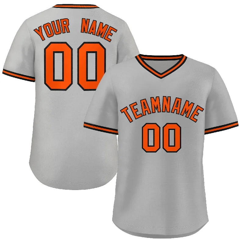 Baseball jersey for sports photography sessions-Custom Gray Orange Classic Style Personalized Authentic Pullover Baseball Jersey