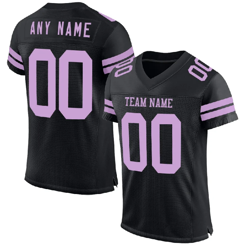 Personalized soccer jersey for charity events-Custom Black Light Purple Mesh Authentic Football Jersey