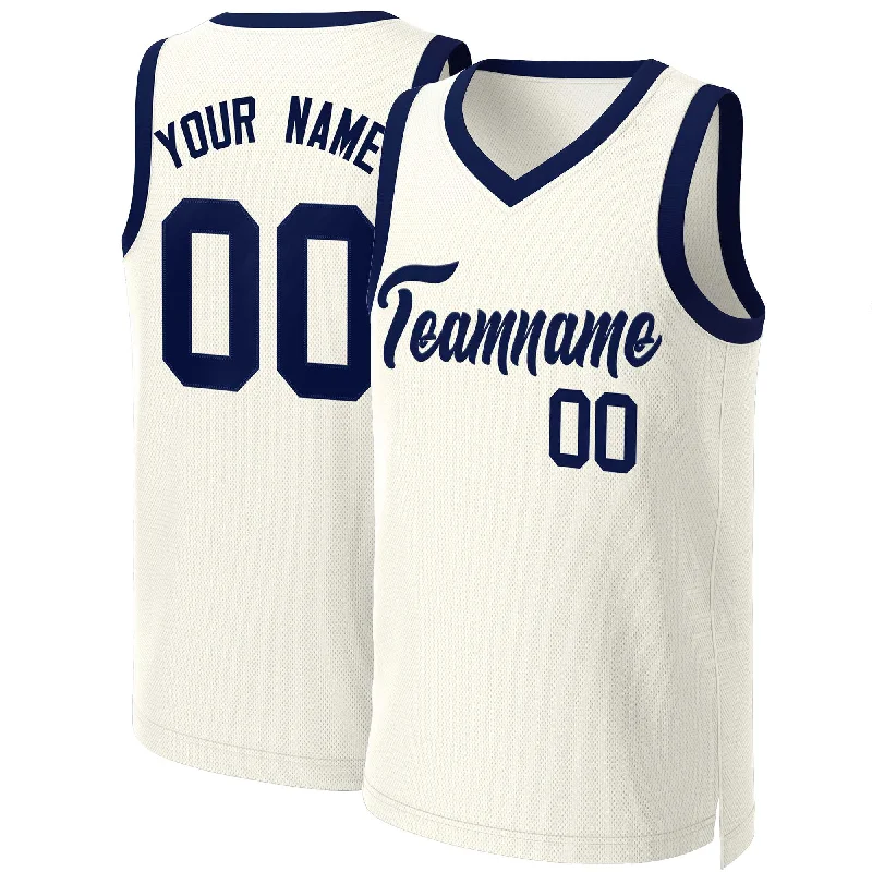 Custom-fit basketball jerseys for men and women-Custom Khaki Navy Classic Tops Basketball Jersey