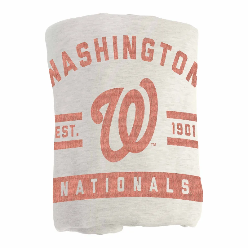 High-quality team throws for winter games-Washington Nationals Oatmeal Sweatshirt Blanket