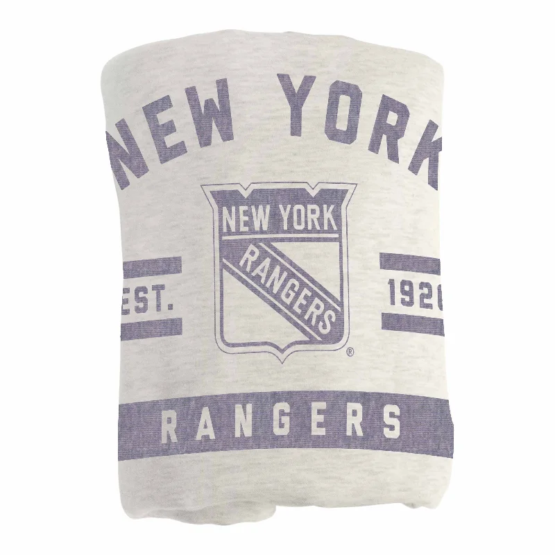 Personalized team door mats for front doors-New York Rangers Oatmeal Sweatshirt Blanket