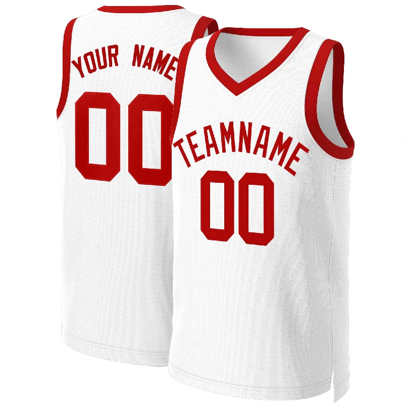 Personalized basketball jersey for team competitions-Custom White Red Classic Tops Basketball Jersey