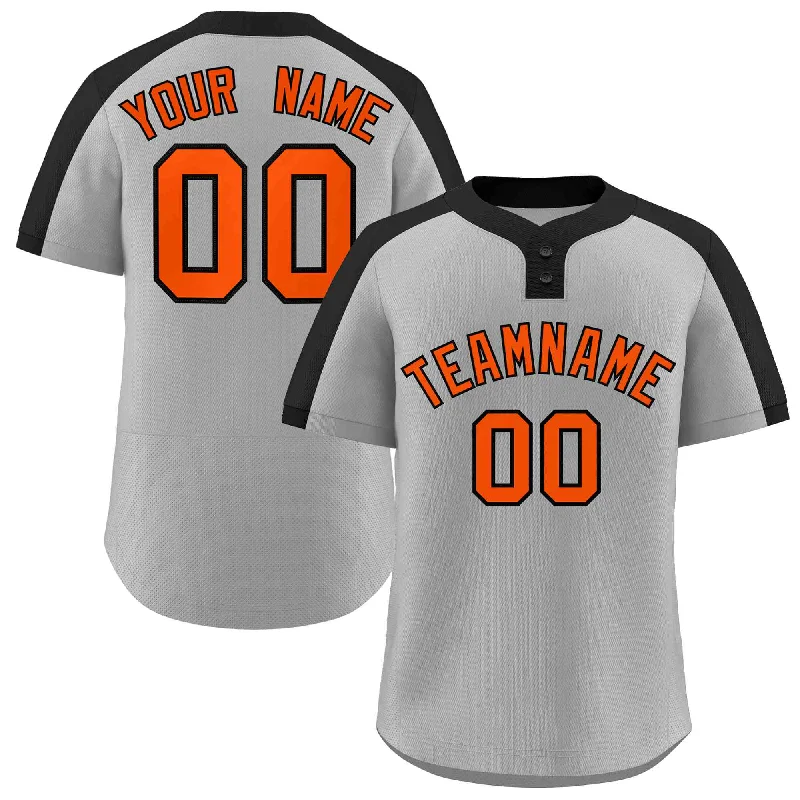 Baseball jersey with adjustable neck and sleeves for comfort-Custom Gray Orange-Black Classic Style Authentic Two-Button Baseball Jersey