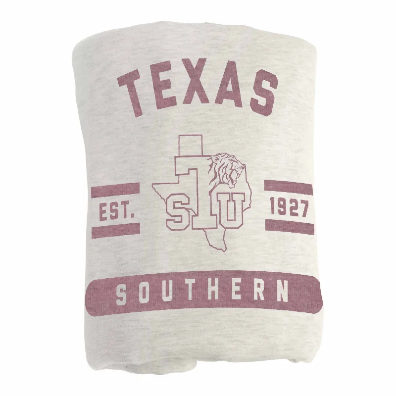 Custom team curtains for sports-themed rooms-Texas Southern Oatmeal Sweatshirt Blanket