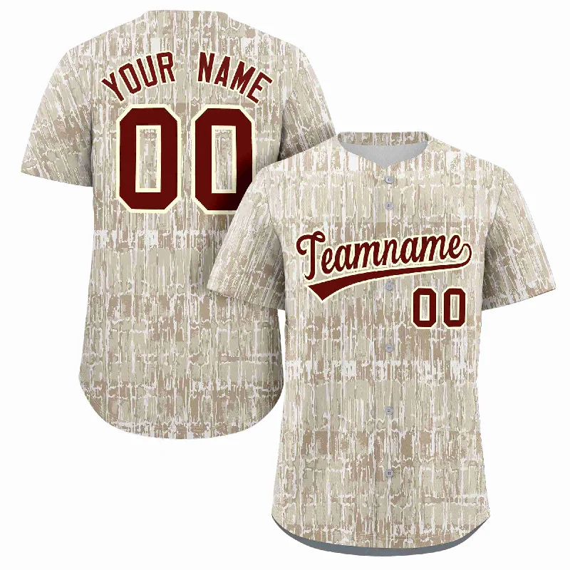 Baseball jersey with team logo for fan apparel-Custom Cream Crimson Texture Graffiti Pattern Personalized Authentic Baseball Jersey