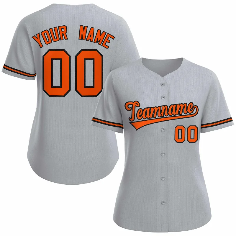 Baseball jersey with breathable design for hot weather-Custom Gray Orange Black Classic Style Baseball Jersey for Women