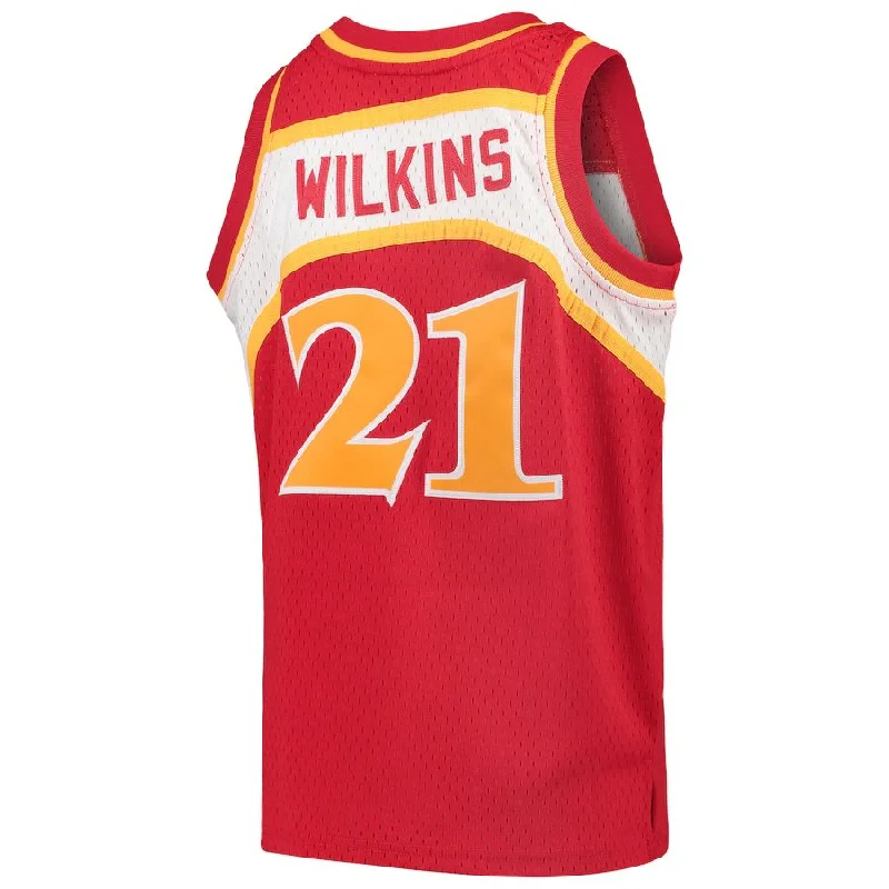 Custom basketball jersey for home games with unique design-A.Hawks #21 Dominique Wilkins Mitchell & Ness 1986-87 Hardwood Classics Swingman Throwback Jersey Red Stitched American Basketball Jersey