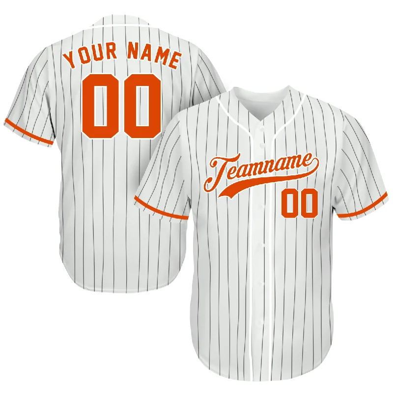 Baseball jersey for fans with team colors-Baseball Jerseys Custom - Gifts Baseball Fans - Pinstripe White Orange - Father's Day Baseball Gifts