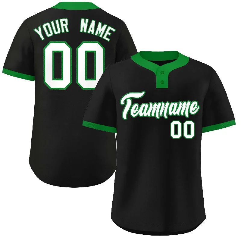 Authentic MLB baseball jersey for collectors-Custom Black White-Kelly Green Classic Style Authentic Two-Button Baseball Jersey