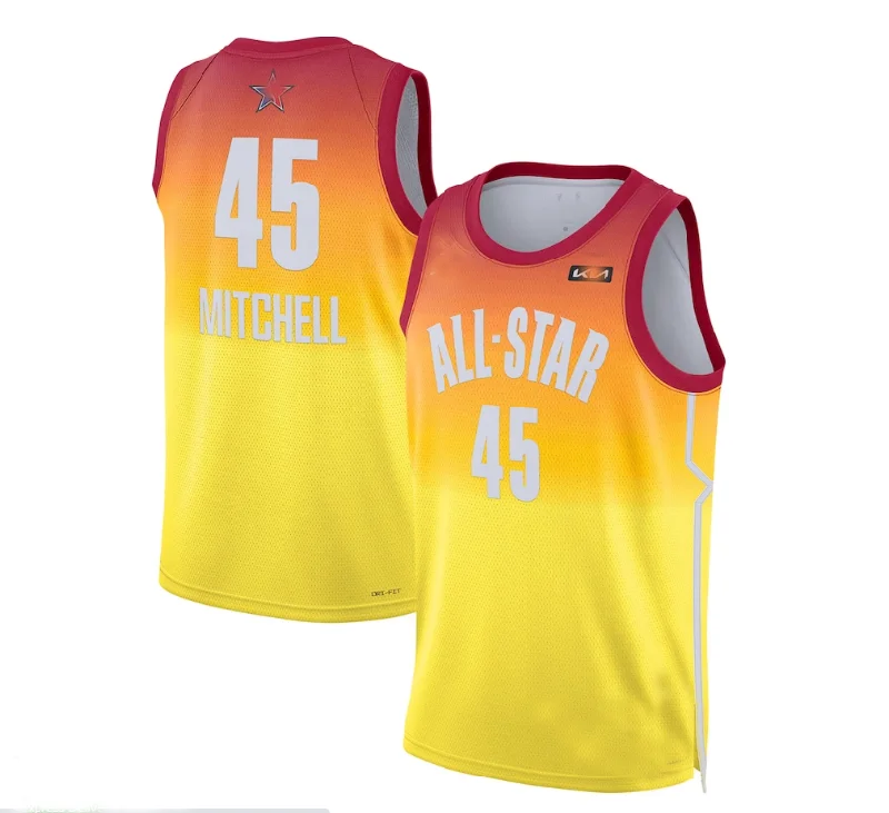 Personalized basketball jersey with custom design-#45 Donovan Mitchell 2023 All-Star Game Swingman Jersey - Orange Stitched American Basketball Jersey