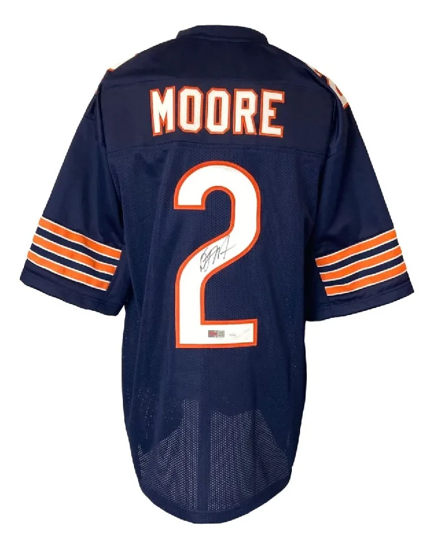 Soccer jersey with retro patches for a classic look-DJ Moore Chicago Signed Blue Football Jersey JSA Hologram