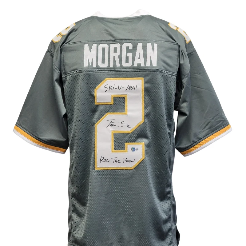 Soccer jersey with comfortable fabric for all-day wear-Tanner Morgan Signed Custom Gray Football Jersey w/ Inscriptions