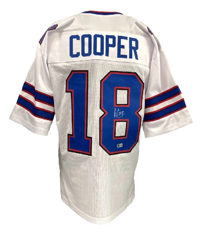 Custom soccer jersey with stripes and bold designs-Amari Cooper Buffalo Signed White Football Jersey BAS ITP