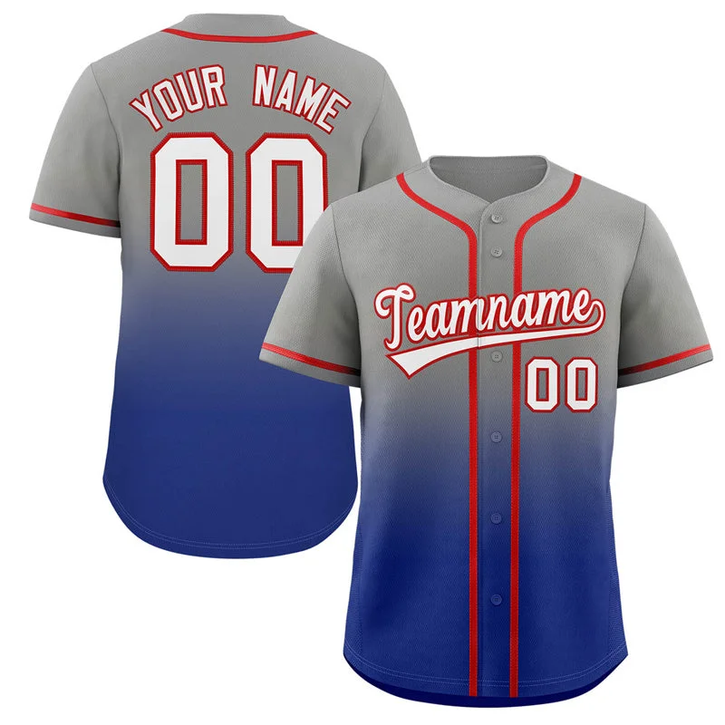 Professional baseball jersey for major leagues-Custom Gray Royal Gradient Fashion Authentic Baseball Jersey