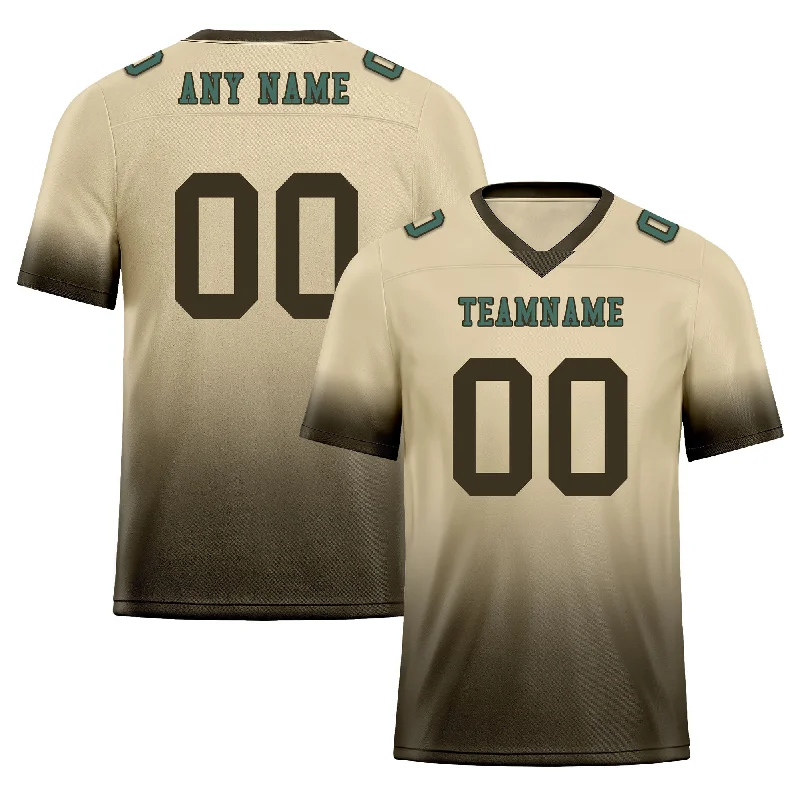 Custom soccer jersey with fully sublimated graphics-Custom Beige Dark Brown Fade Fashion Personalized Authentic Football Jersey FBJ02-D06107