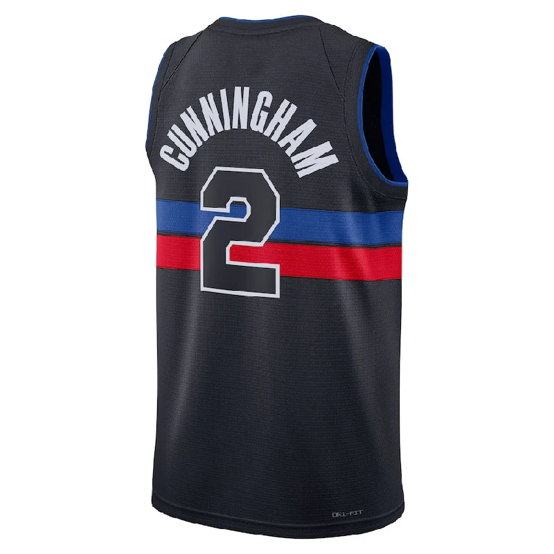 Custom basketball jersey with embroidery for added detail-D.Pistons #2 Cade Cunningham Jordan Brand 2022-23 Statement Edition Swingman Jersey Black Stitched American Basketball Jersey