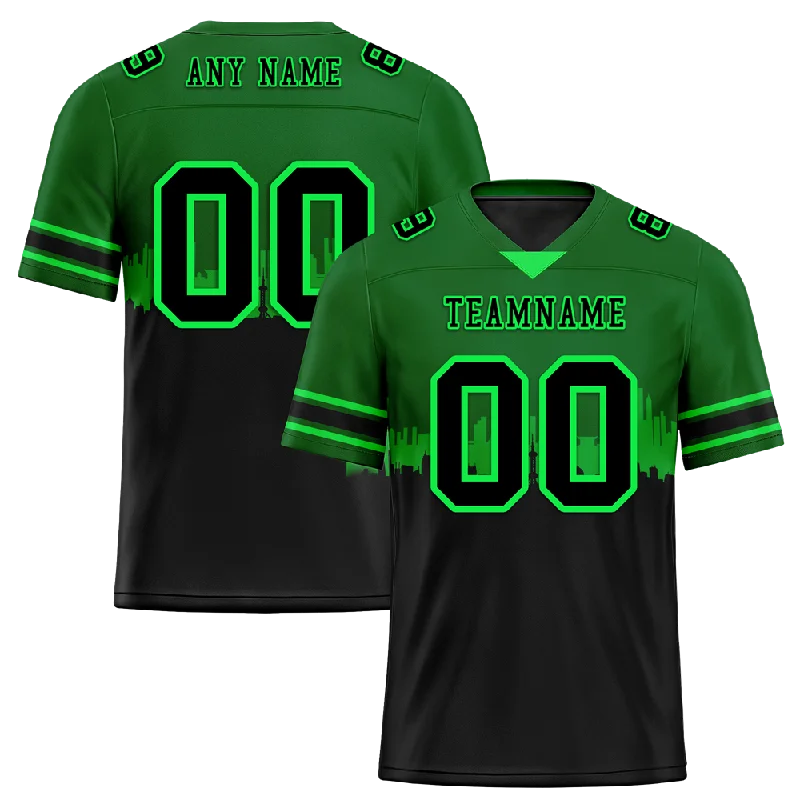 Personalized soccer jersey for community teams-Custom Green Black Graffiti Pattern Black Personalized Authentic Football Jersey FBJ02-bc0fac9