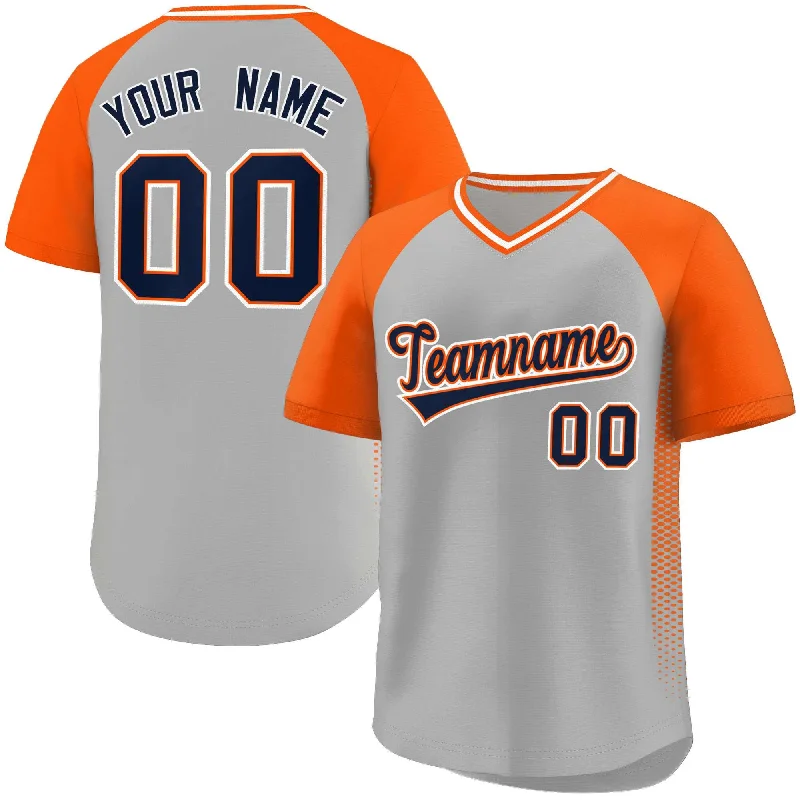 Custom baseball jerseys for corporate teams-Custom Gray Orange Raglan Sleeves Side Spot Authentic Pullover Baseball Jersey