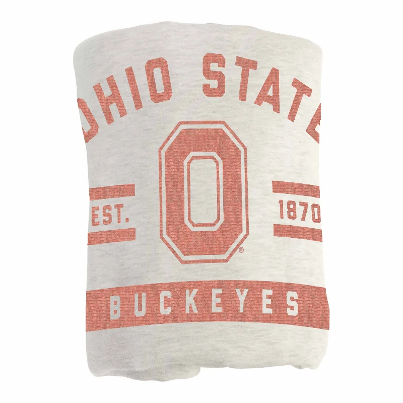 Personalized team throws for cozy winter nights-Ohio State Oatmeal Sweatshirt Blanket