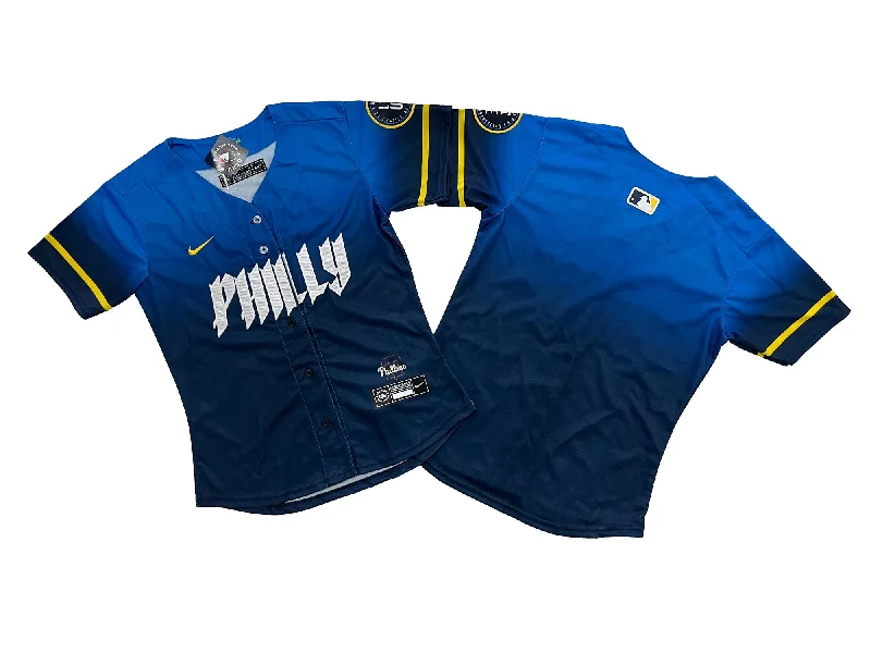 Custom baseball jersey for major league fan collections-Women's Philadelphia Phillies  Blue 2024 City Connect Limited Jersey