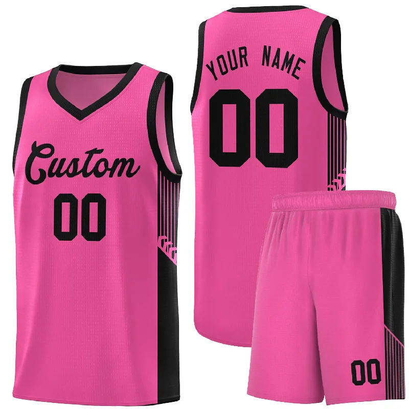 Premium basketball jersey for professional athletes-Custom Pink Black Side Stripe Fashion Sports Uniform Basketball Jersey