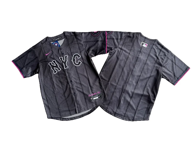 Custom baseball jersey with lightweight, flexible material-KID Youth New York Mets  Graphite 2024 City Connect Limited Jersey