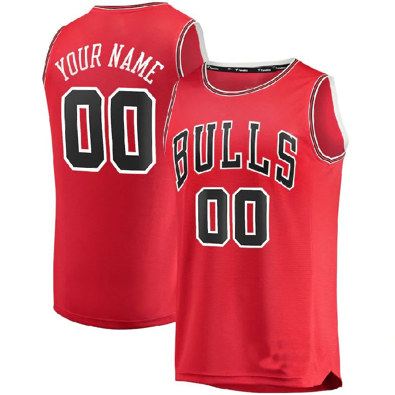 Personalized basketball jersey with team mascot logo-Custom C.Bulls Fanatics Branded Fast Break Replica Jersey Red Icon Edition Statement Edition American Stitched Basketball Jersey