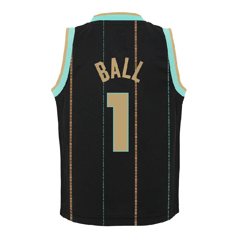 Basketball jersey with performance-enhancing fabric-C.Hornets #1 LaMelo Ball Jordan Brand Preschool 2022-23 Replica Jersey City Edition Black Stitched American Basketball Jersey