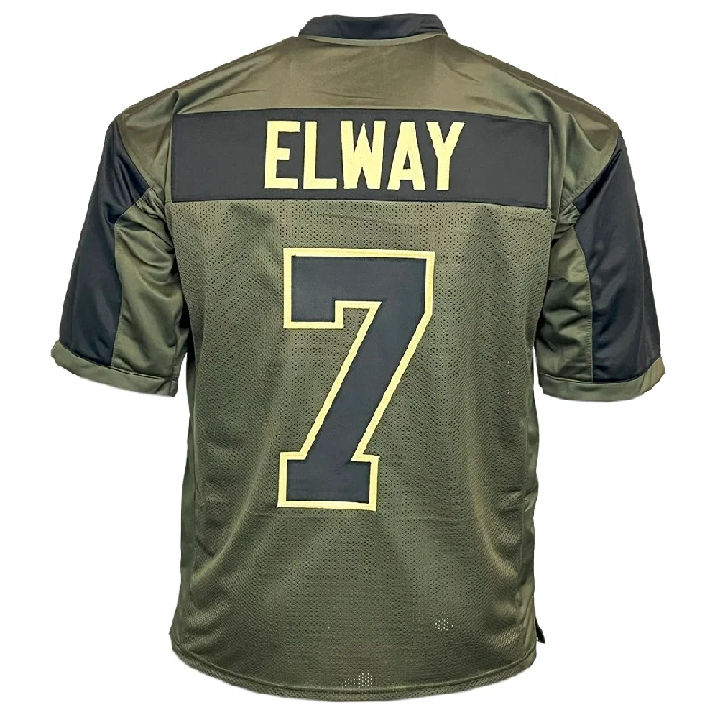 Soccer jersey with mesh inserts for ventilation-John Elway Unsigned Salute to Service Football Jersey