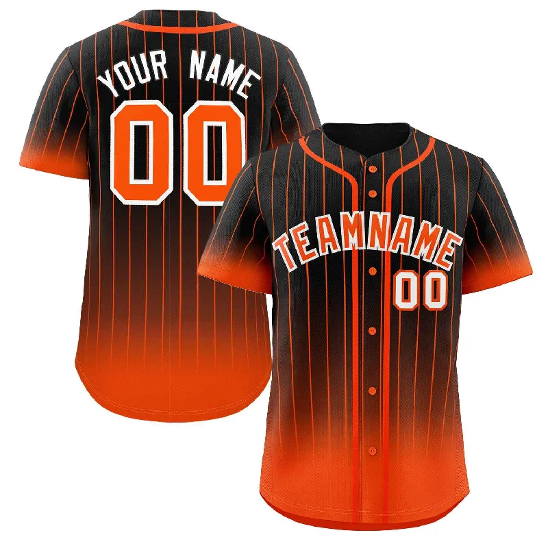 Baseball jersey with unique fabric blends for durability-Custom Black Orange-White Gradient Stripe Fashion Authentic Baseball Jersey